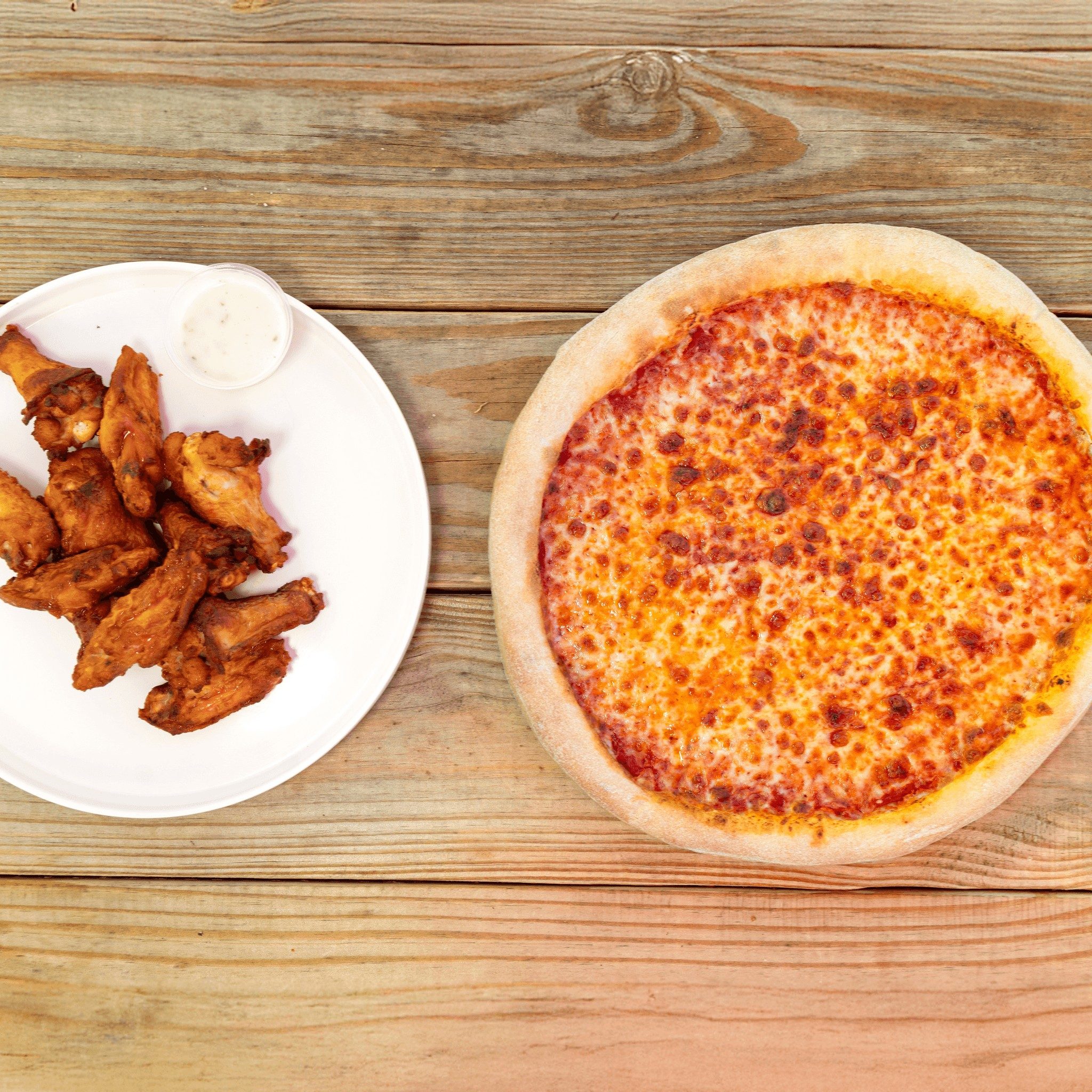 Large one-topping pizza & 10 Oven-baked Chicken Wings.