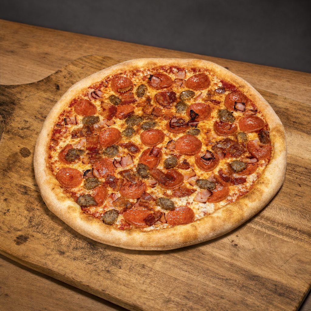 Medium Meat Lovers Pizza.