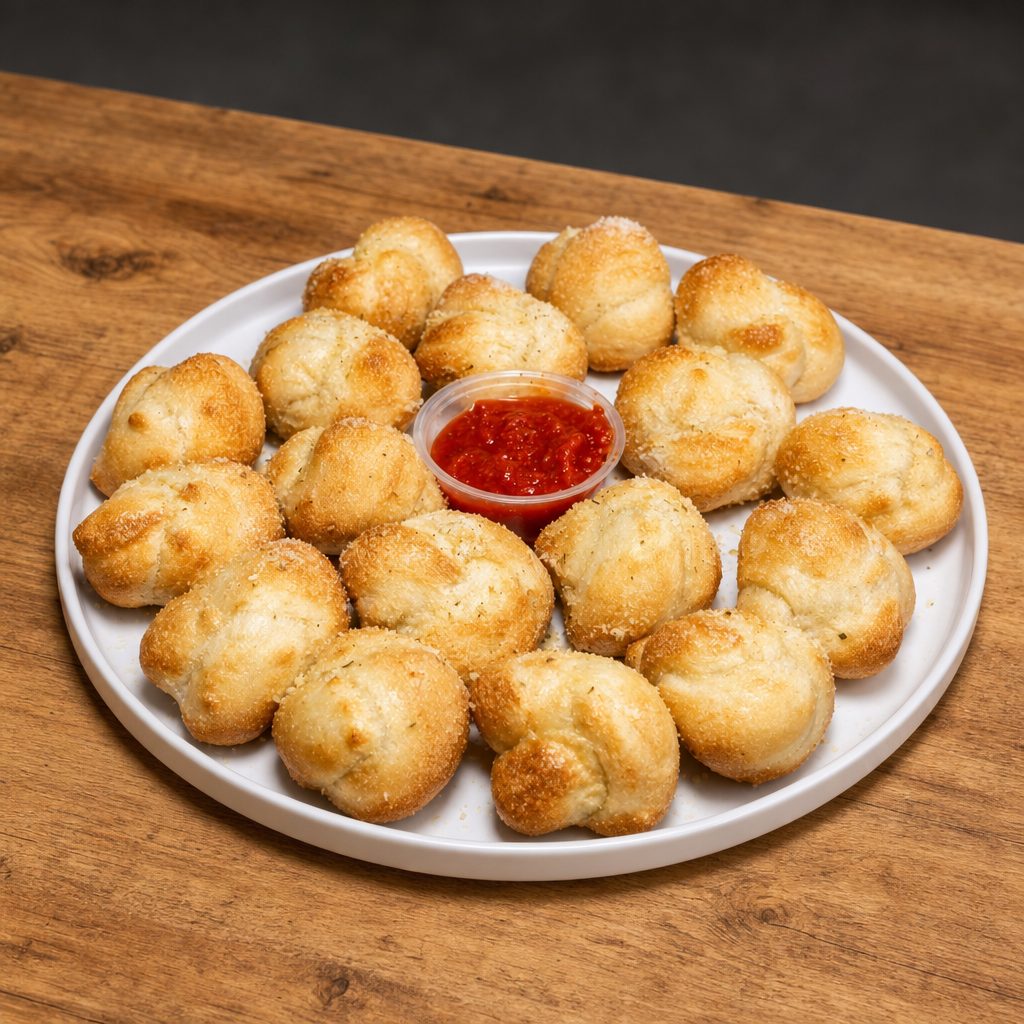 12 Garlic Knots with Sauce.
