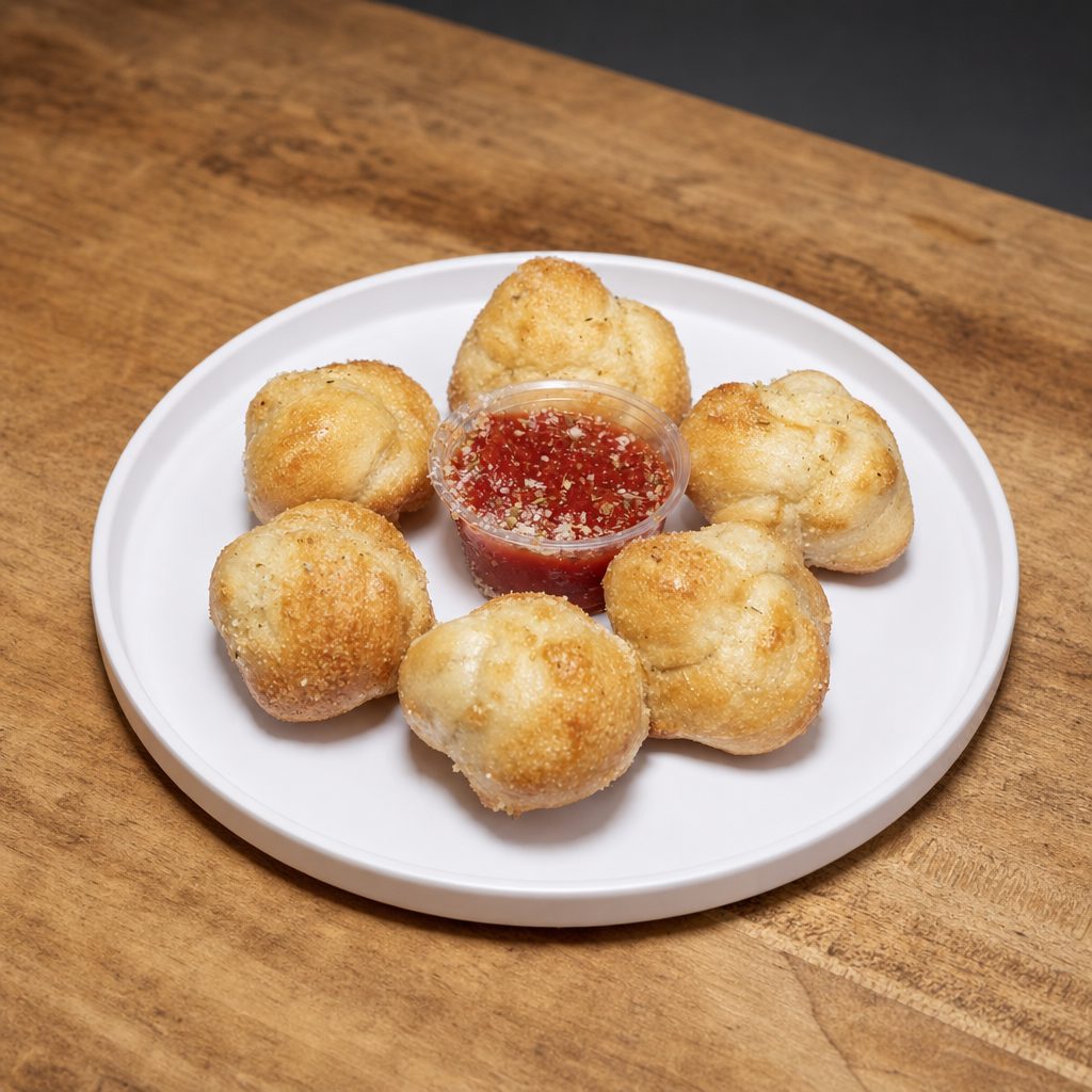6 Garlic Knots with Sauce.