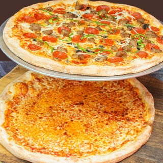 Two large 16-inch cheese pizzas for twenty-two dollars Two Large Pizzas for 22 Dollars Special
