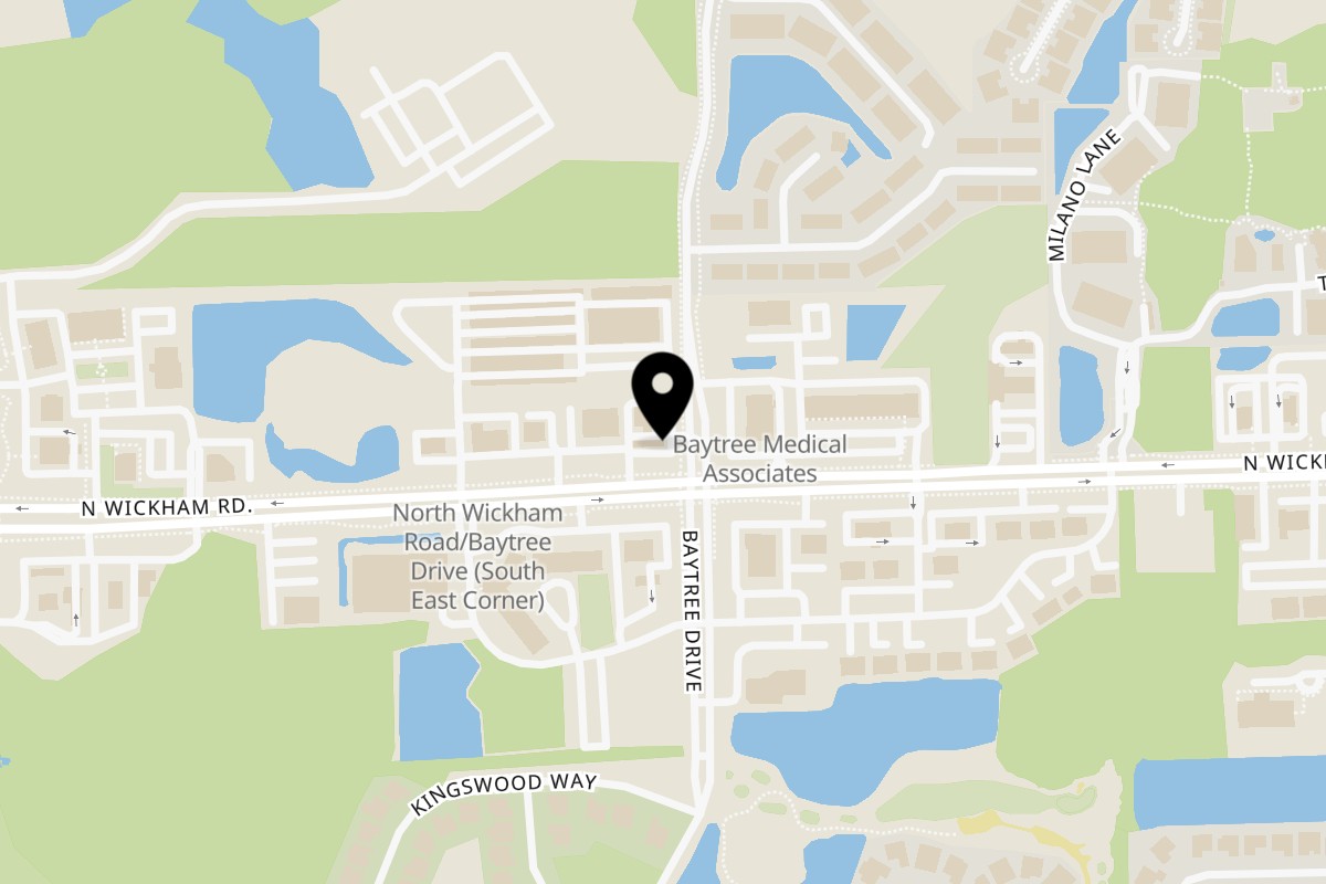 Map showing the location of Uncle Vito's Pizzeria on 8020 N Wickham Rd in Melbourne